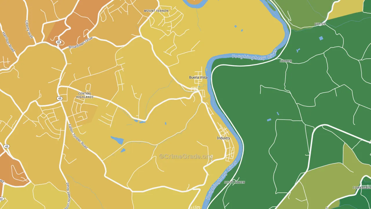15018, PA Map of Vehicle Theft Rates