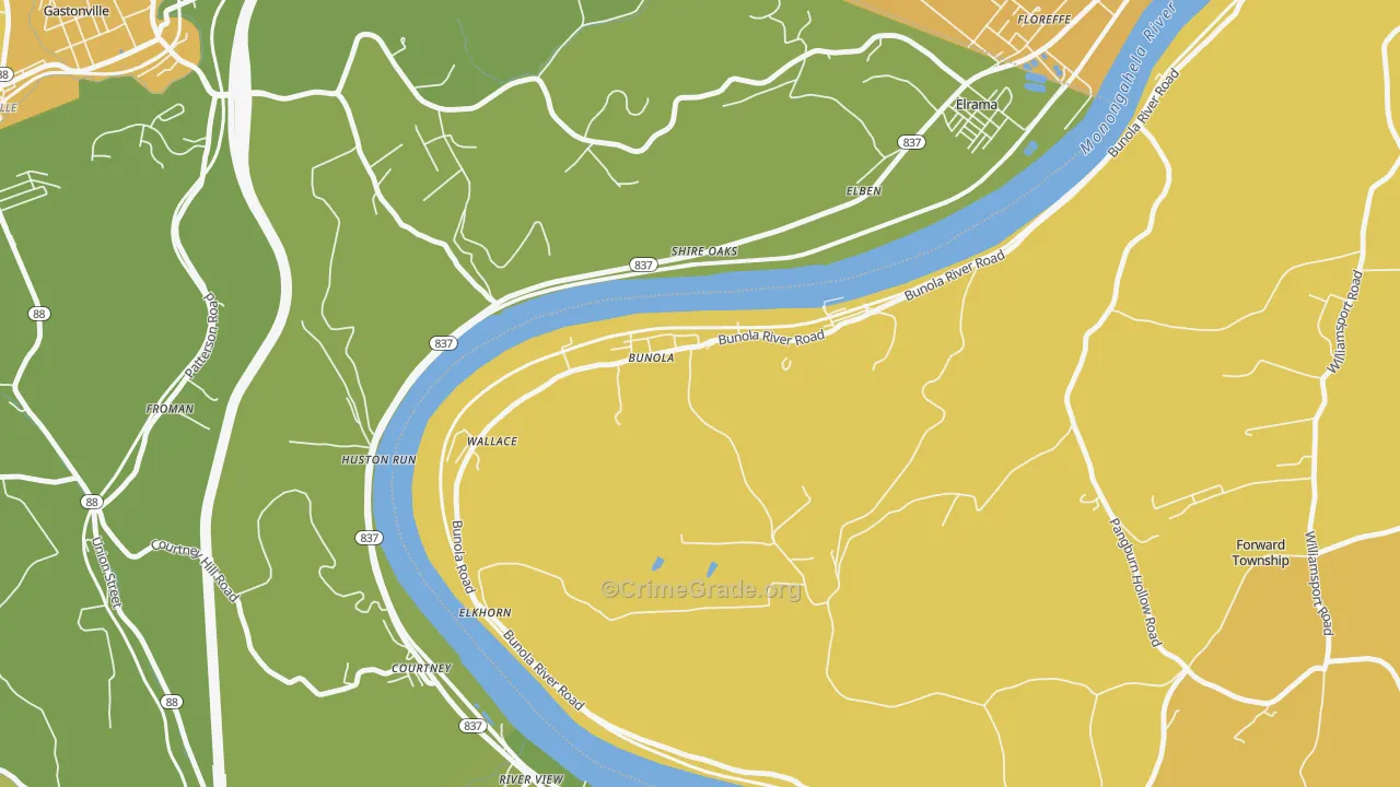15020, PA Map of Vehicle Theft Rates