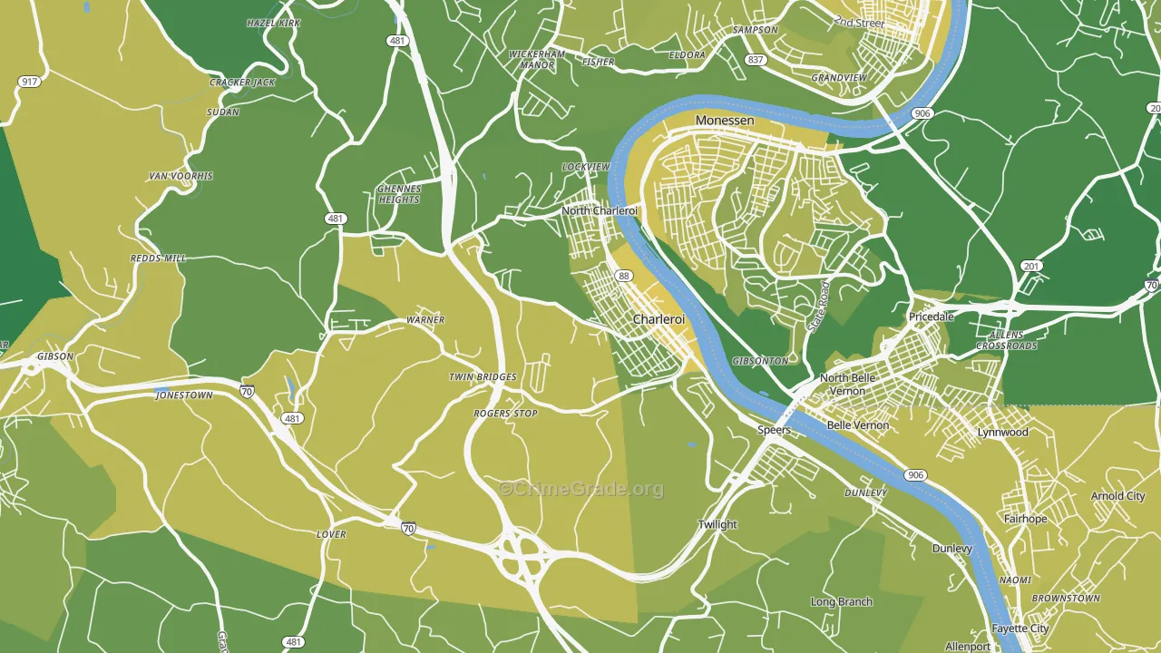15022, PA Map of Vehicle Theft Rates