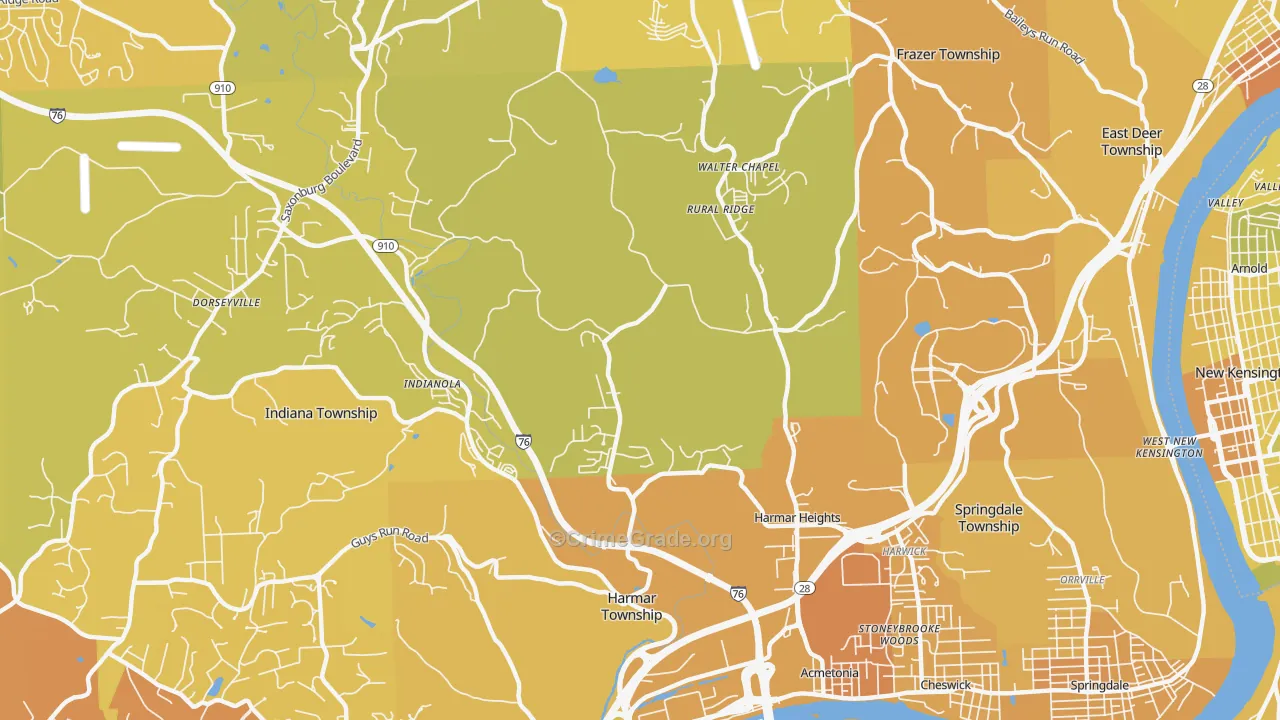 15024, PA Map of Vehicle Theft Rates