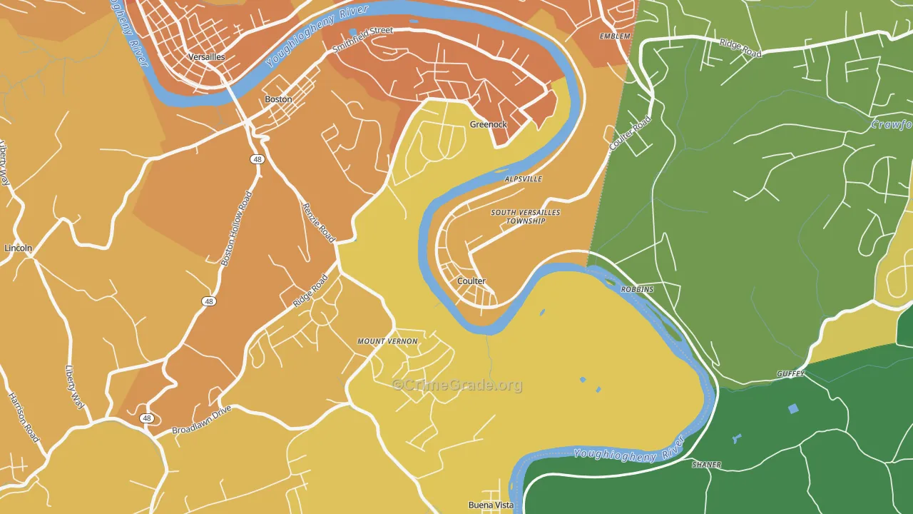 15028, PA Map of Vehicle Theft Rates