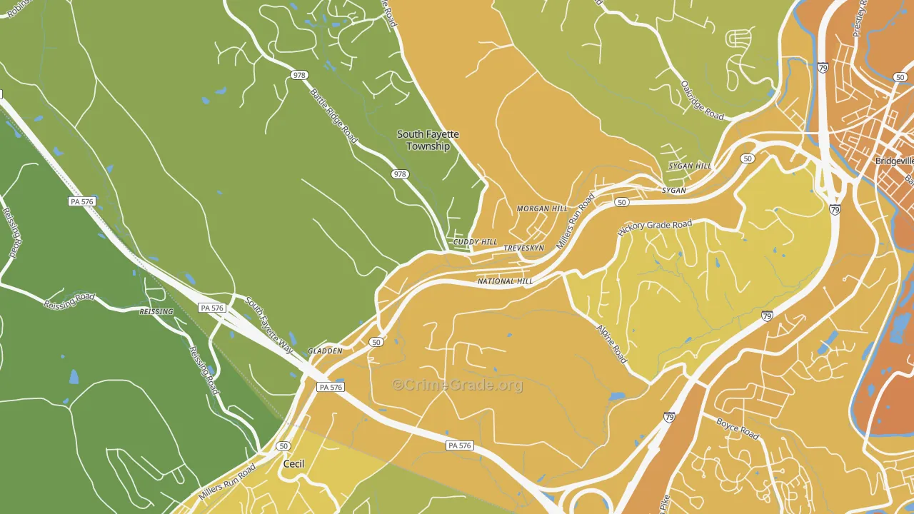 15031, PA Map of Vehicle Theft Rates