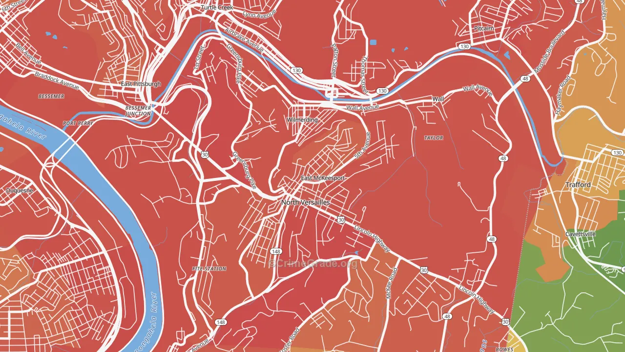 15035, PA Map of Vehicle Theft Rates
