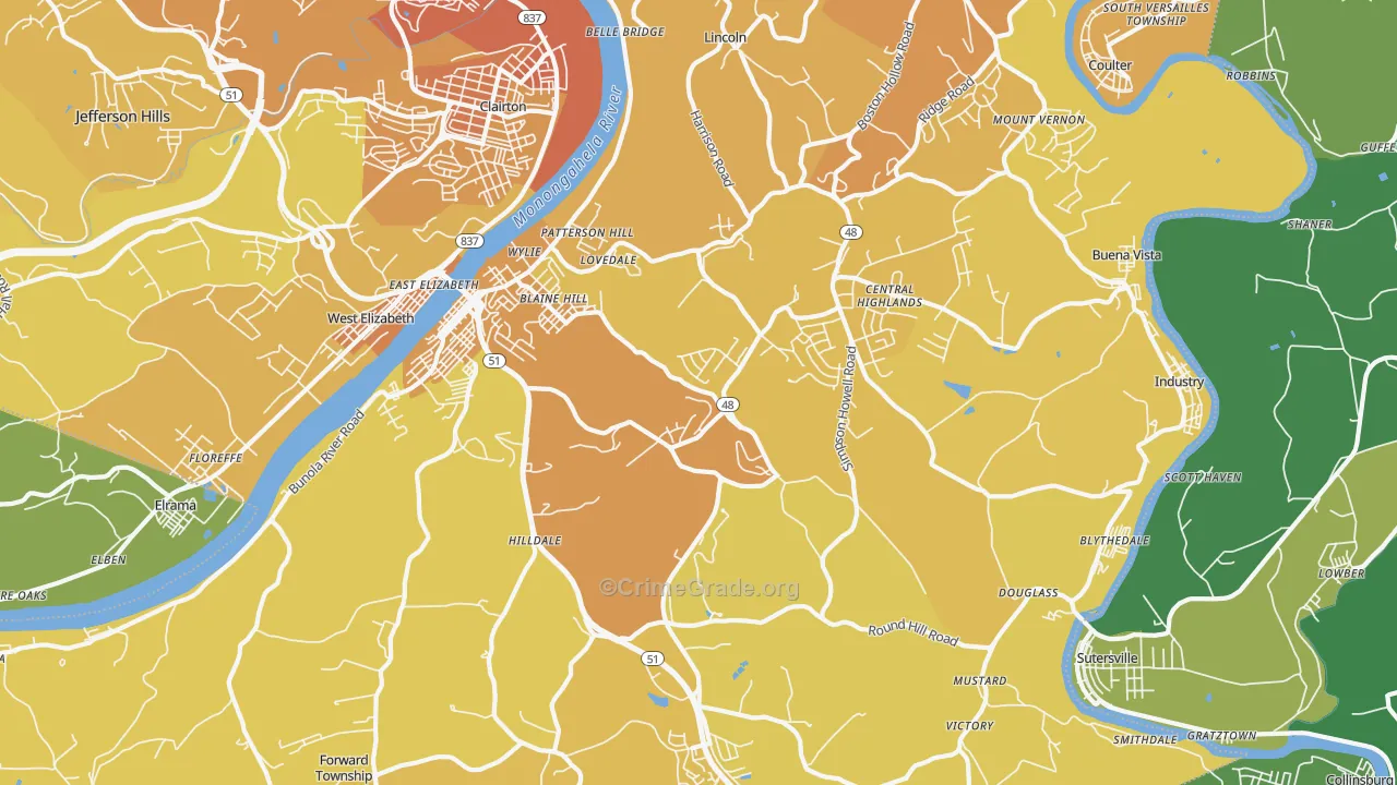 15037, PA Map of Vehicle Theft Rates