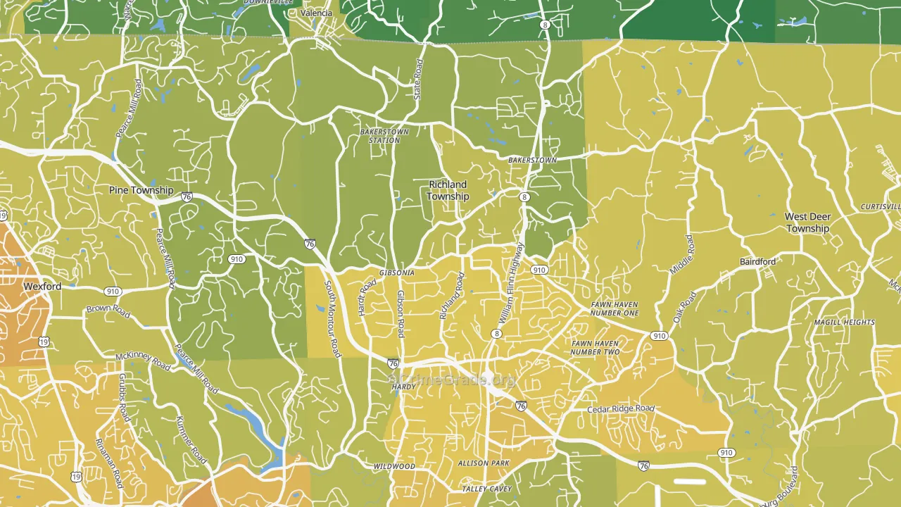 15044, PA Map of Vehicle Theft Rates