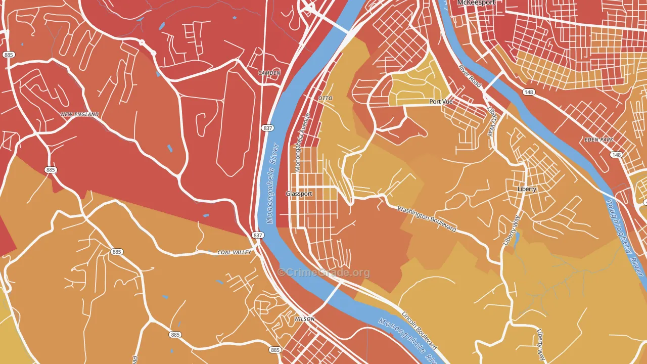 15045, PA Map of Vehicle Theft Rates