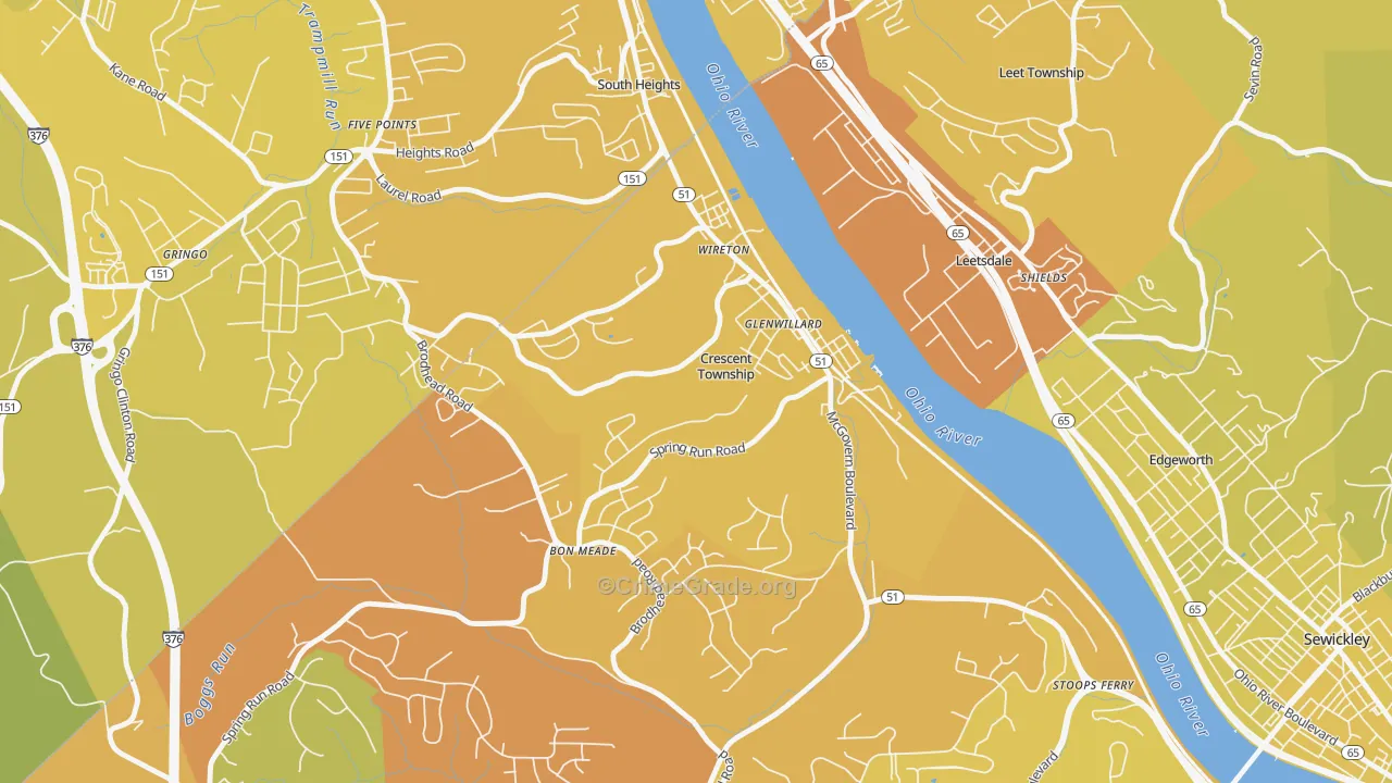 15046, PA Map of Vehicle Theft Rates