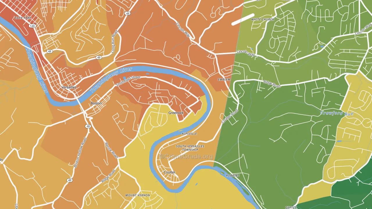 15047, PA Map of Vehicle Theft Rates