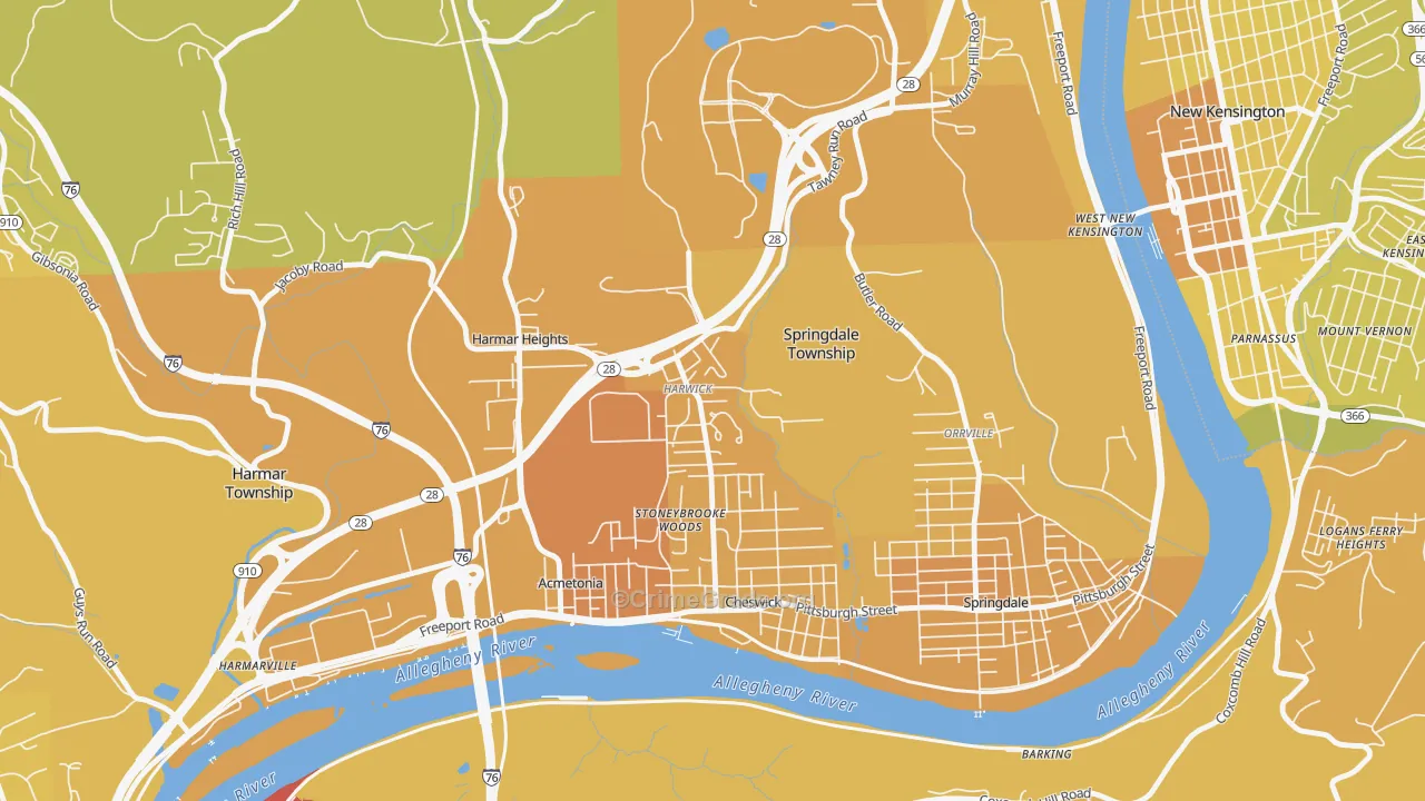 15049, PA Map of Vehicle Theft Rates