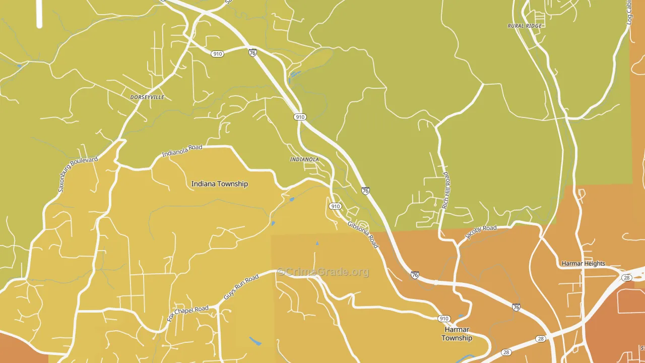 15051, PA Map of Vehicle Theft Rates
