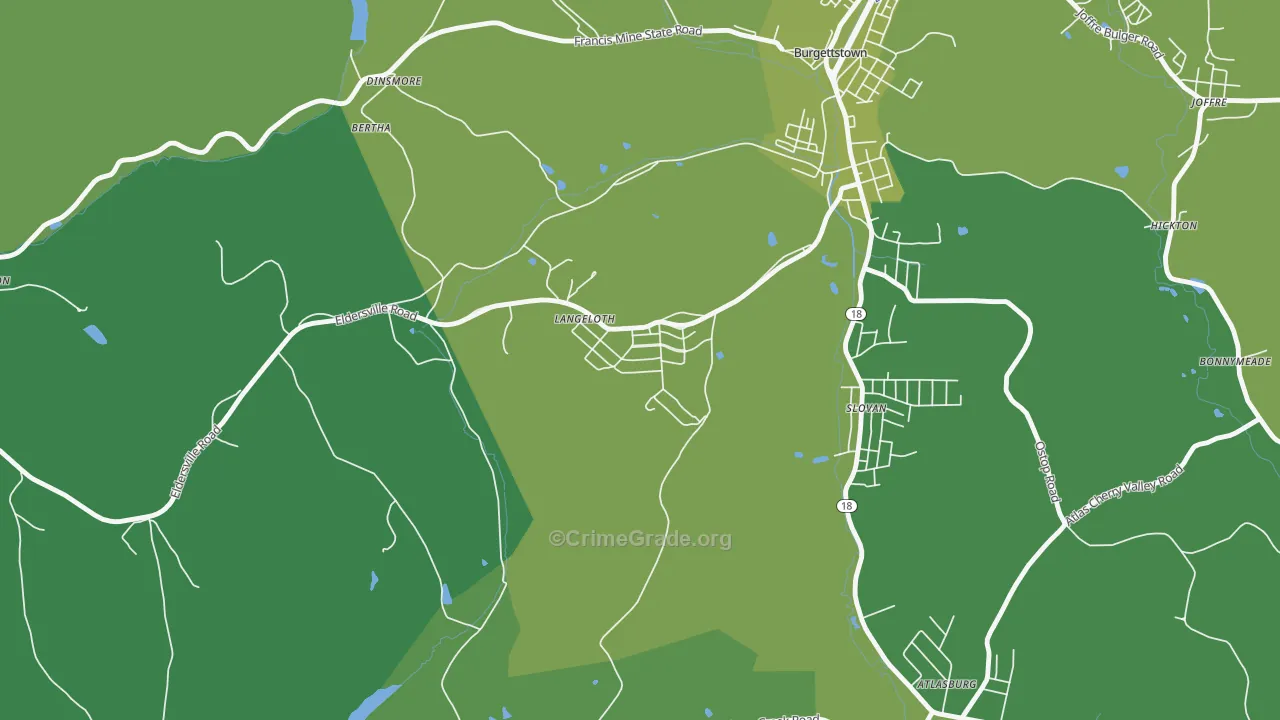 15054, PA Map of Vehicle Theft Rates