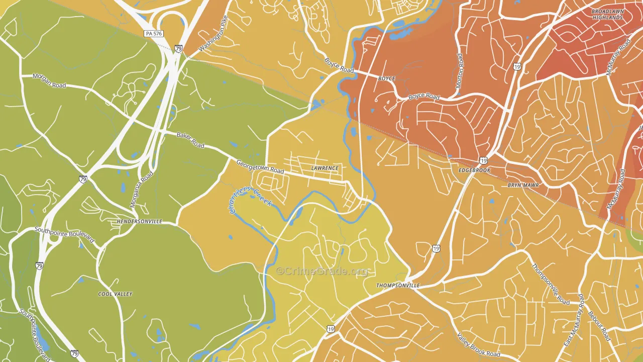 15055, PA Map of Vehicle Theft Rates