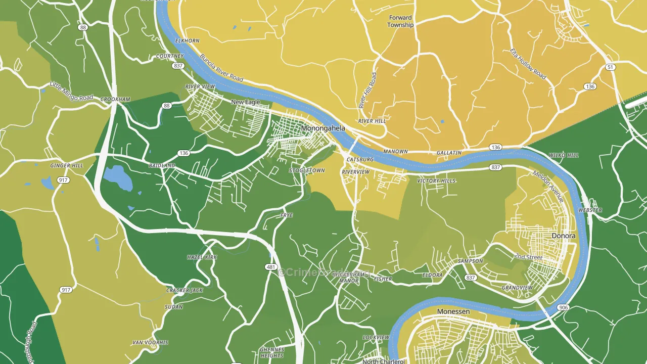 15063, PA Map of Vehicle Theft Rates