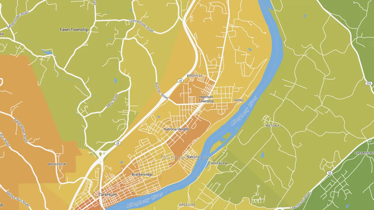 15065, PA Map of Vehicle Theft Rates