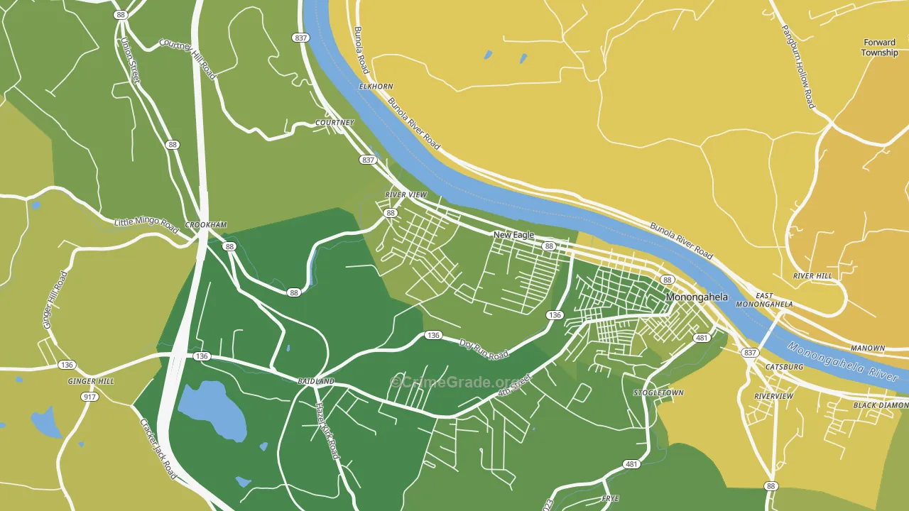 15067, PA Map of Vehicle Theft Rates
