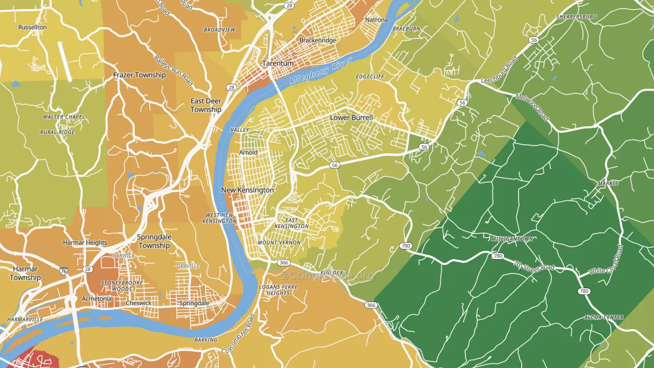 15068, PA Map of Vehicle Theft Rates