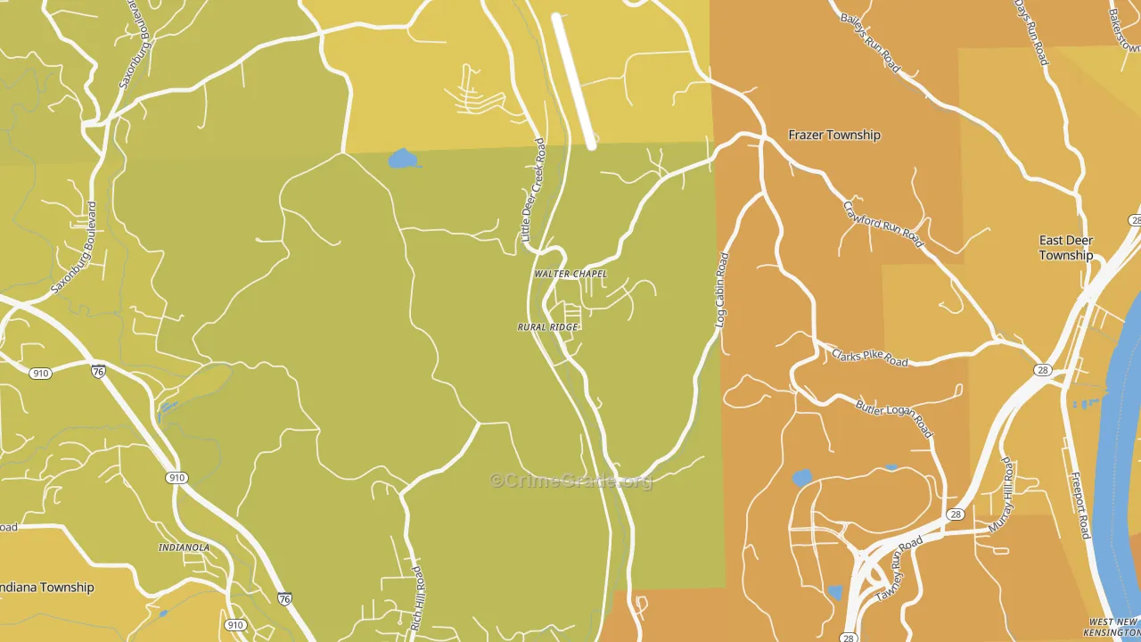15075, PA Map of Vehicle Theft Rates