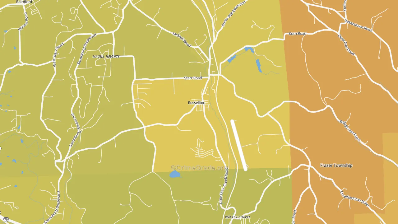 15076, PA Map of Vehicle Theft Rates