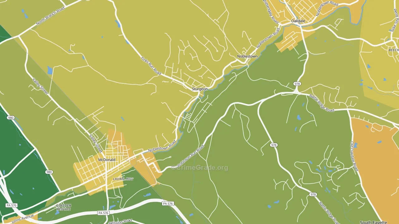 15082, PA Map of Vehicle Theft Rates