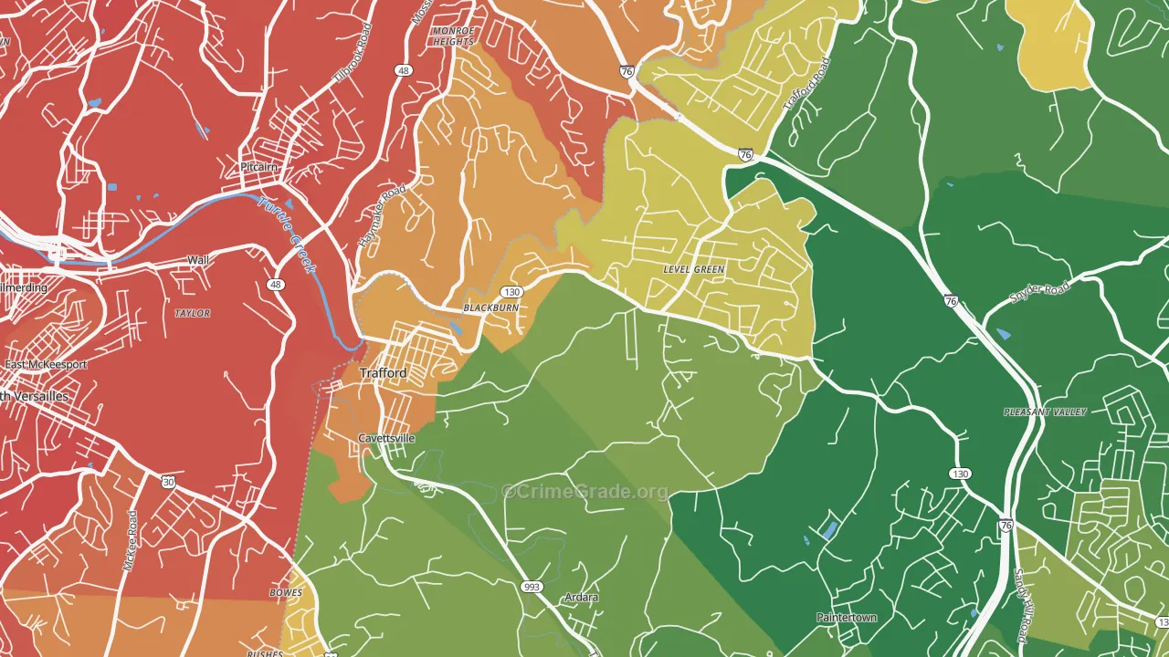 15085, PA Map of Vehicle Theft Rates