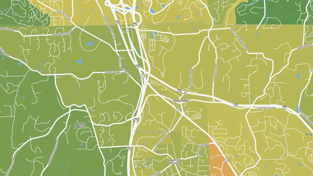 15086, PA Map of Vehicle Theft Rates