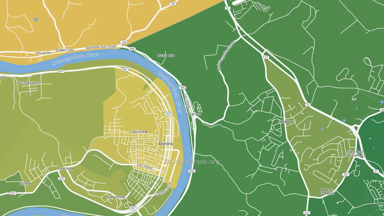 15087, PA Map of Vehicle Theft Rates