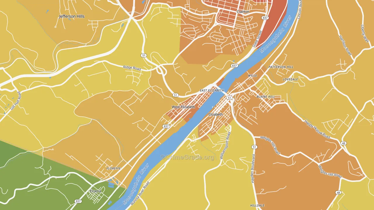 15088, PA Map of Vehicle Theft Rates