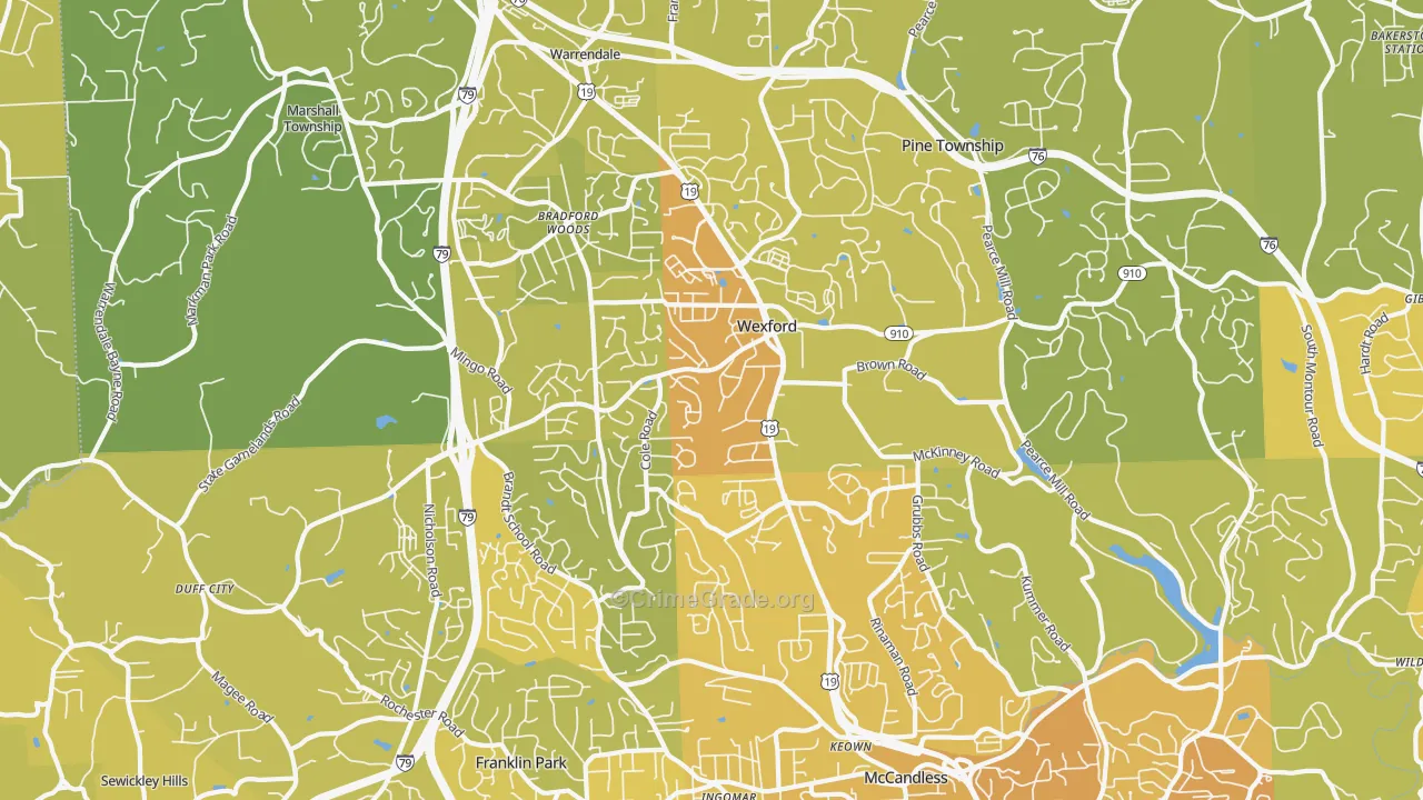 15090, PA Map of Vehicle Theft Rates