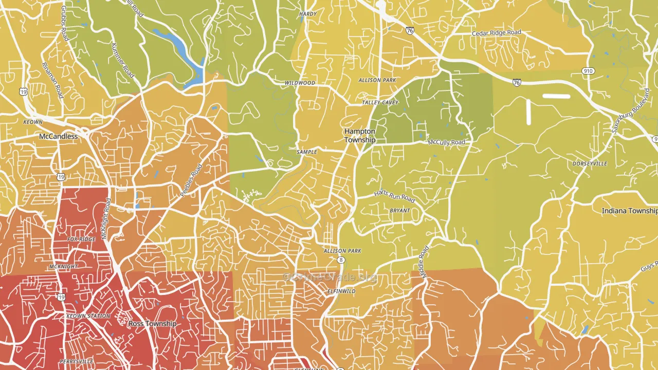 15101, PA Map of Vehicle Theft Rates
