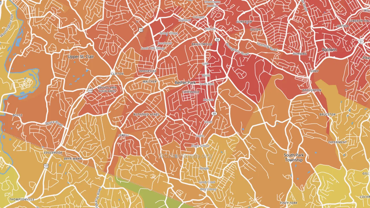 15102, PA Map of Vehicle Theft Rates
