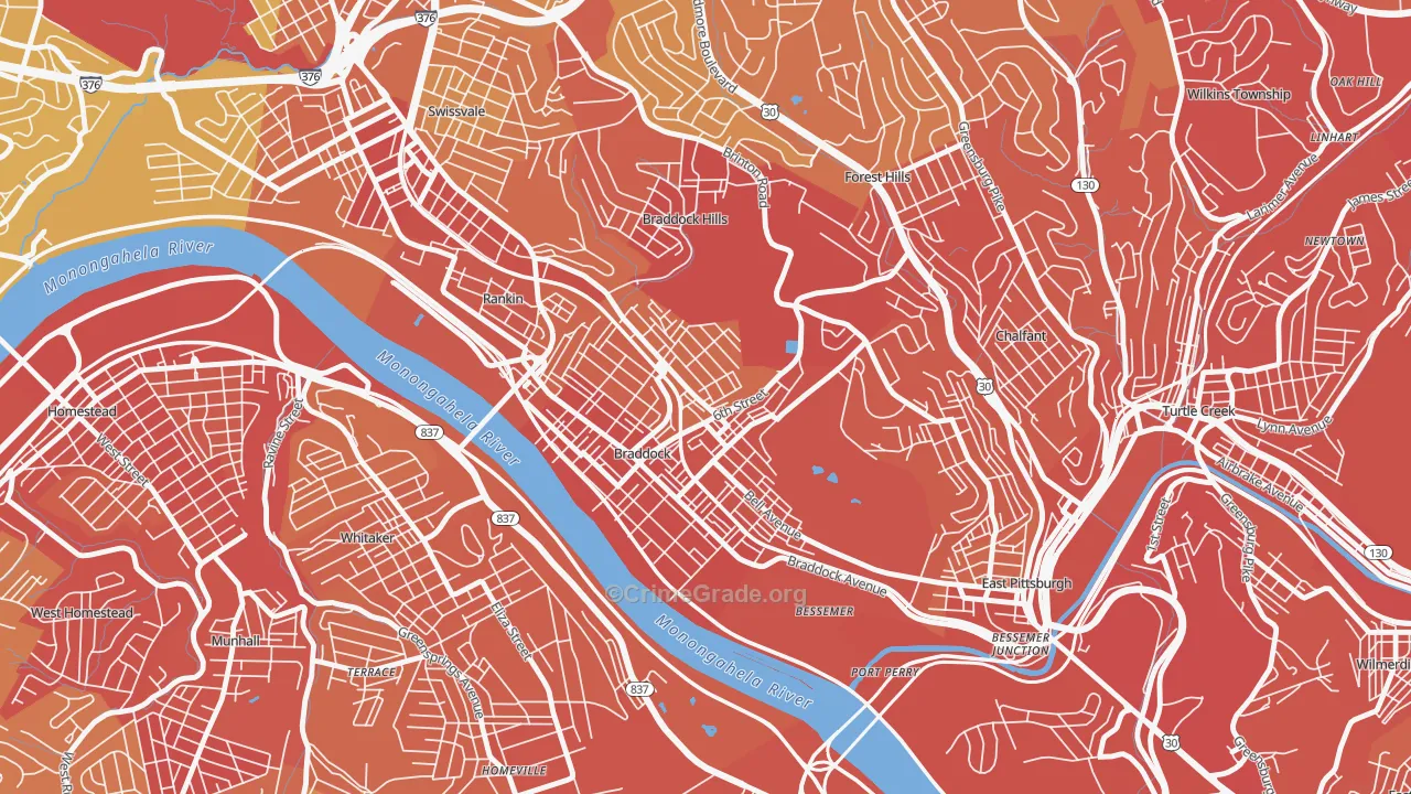 15104, PA Map of Vehicle Theft Rates