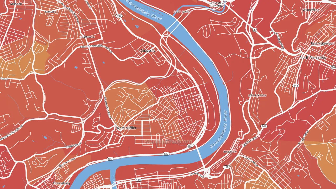 15110, PA Map of Vehicle Theft Rates