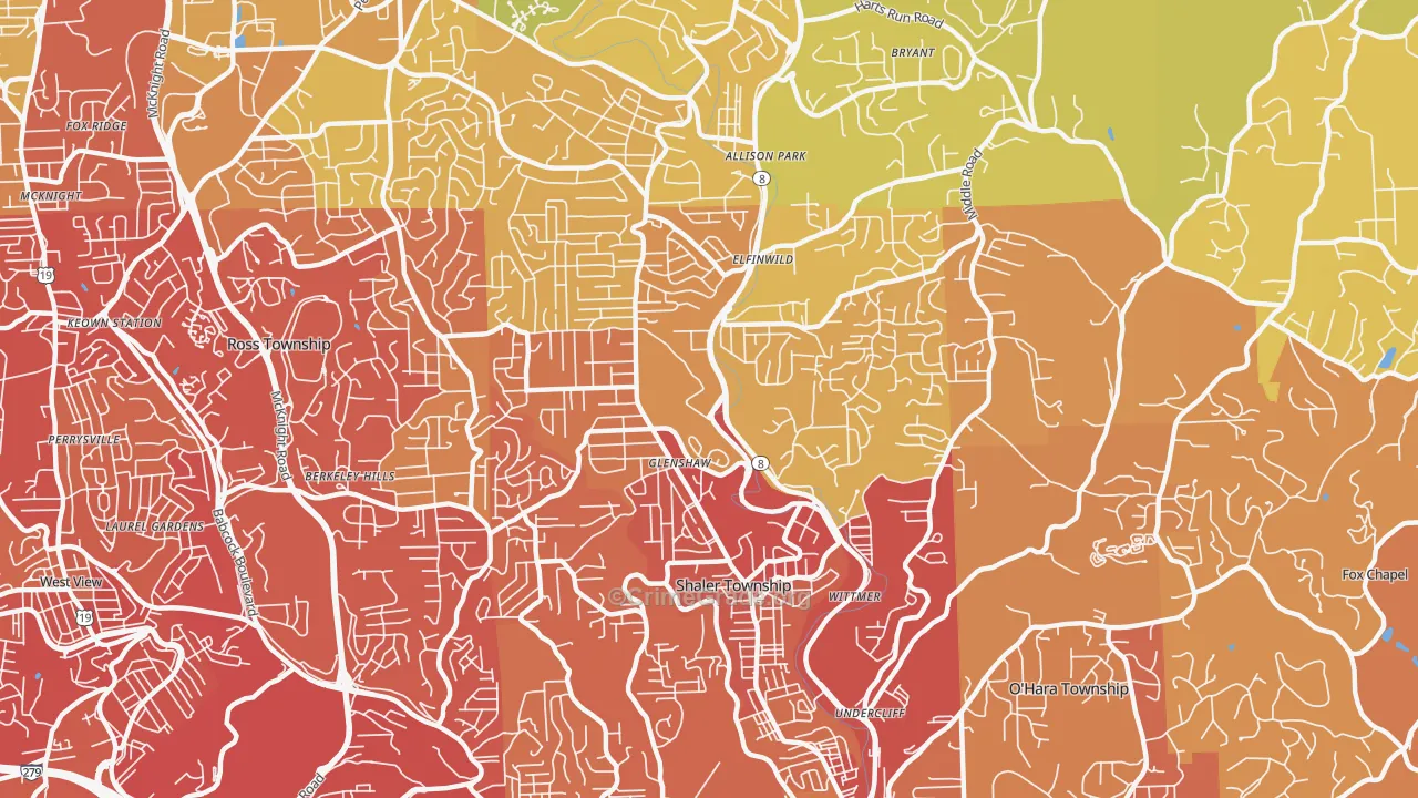 15116, PA Map of Vehicle Theft Rates