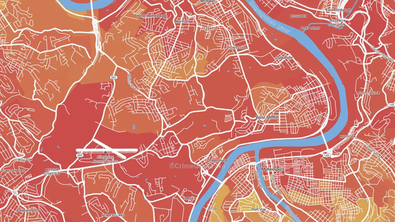 15122, PA Map of Vehicle Theft Rates