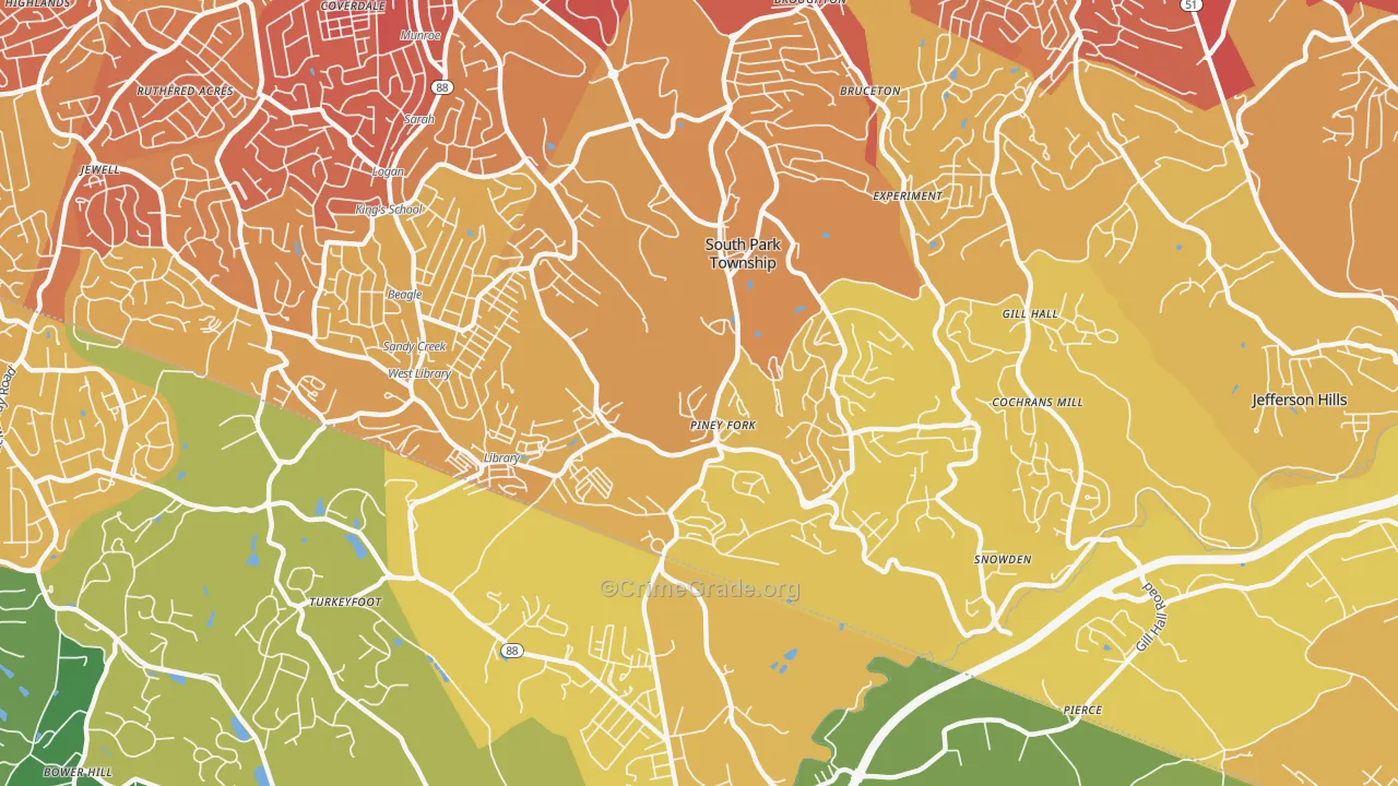 15129, PA Map of Vehicle Theft Rates