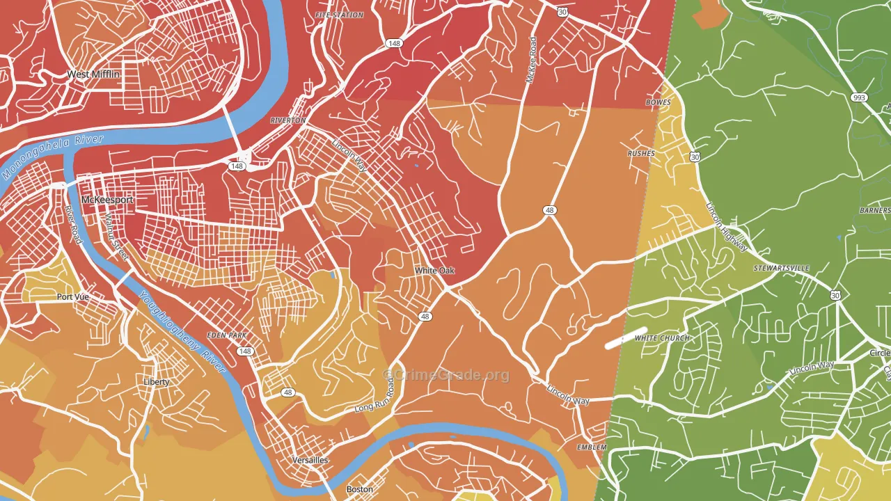15131, PA Map of Vehicle Theft Rates
