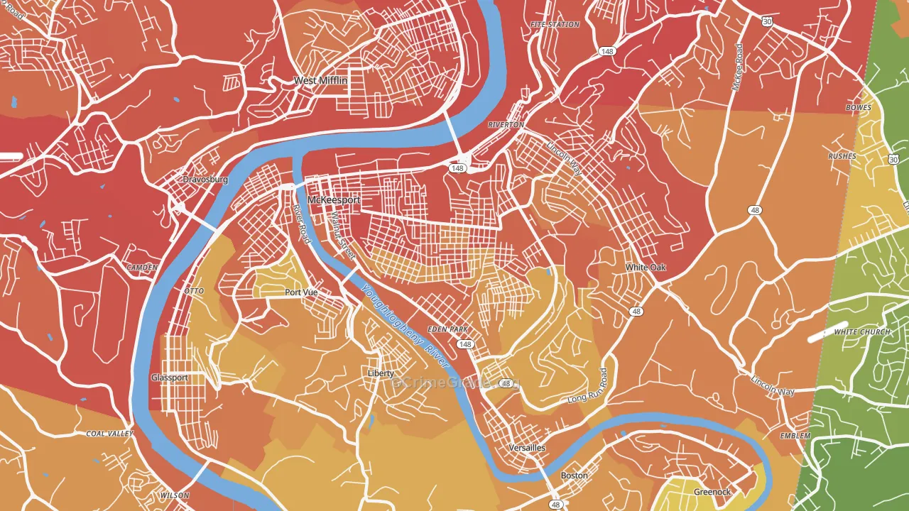 15132, PA Map of Vehicle Theft Rates