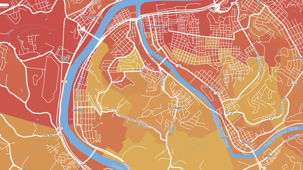 15133, PA Map of Vehicle Theft Rates