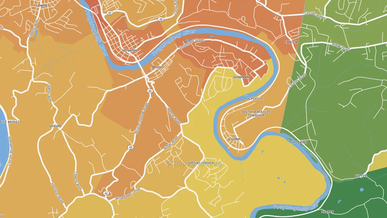 15135, PA Map of Vehicle Theft Rates