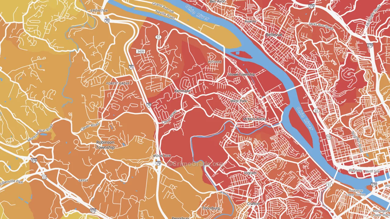 15136, PA Map of Vehicle Theft Rates