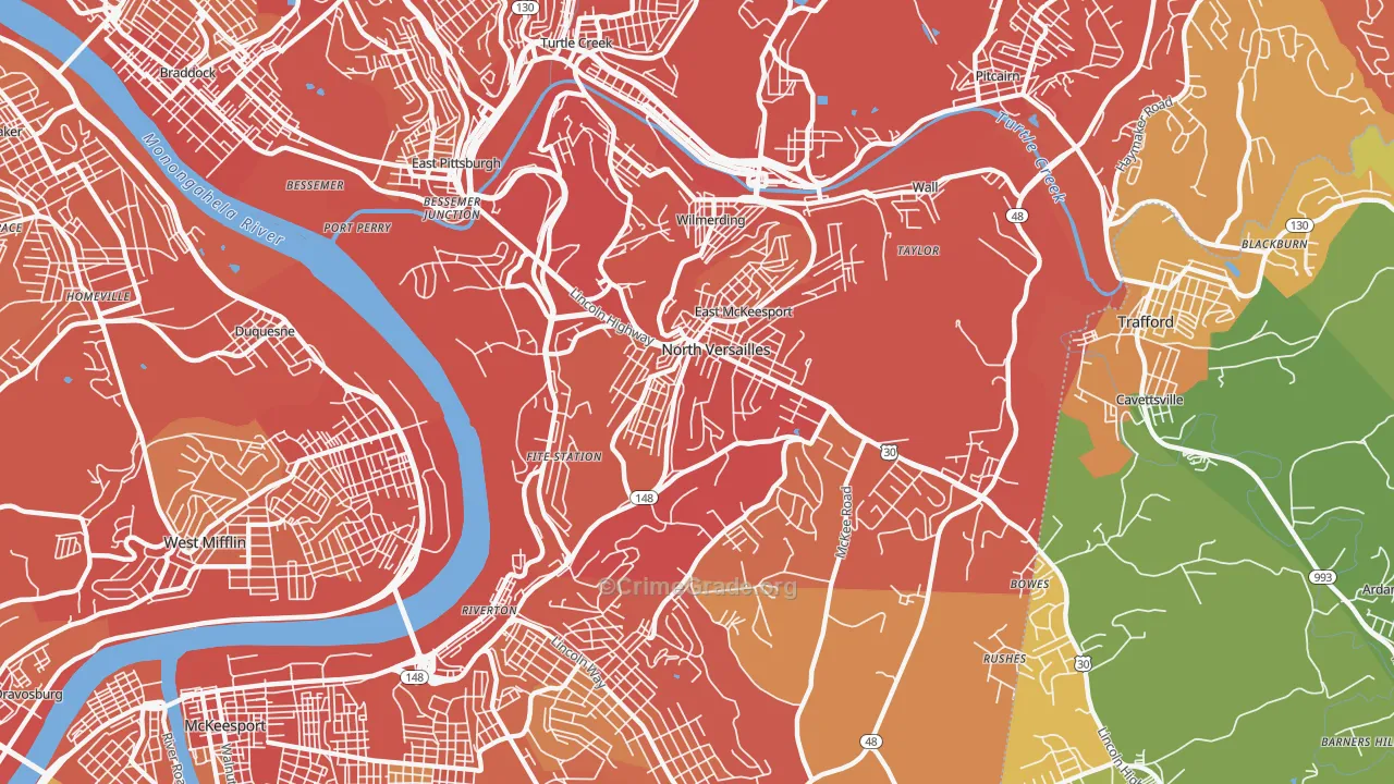 15137, PA Map of Vehicle Theft Rates