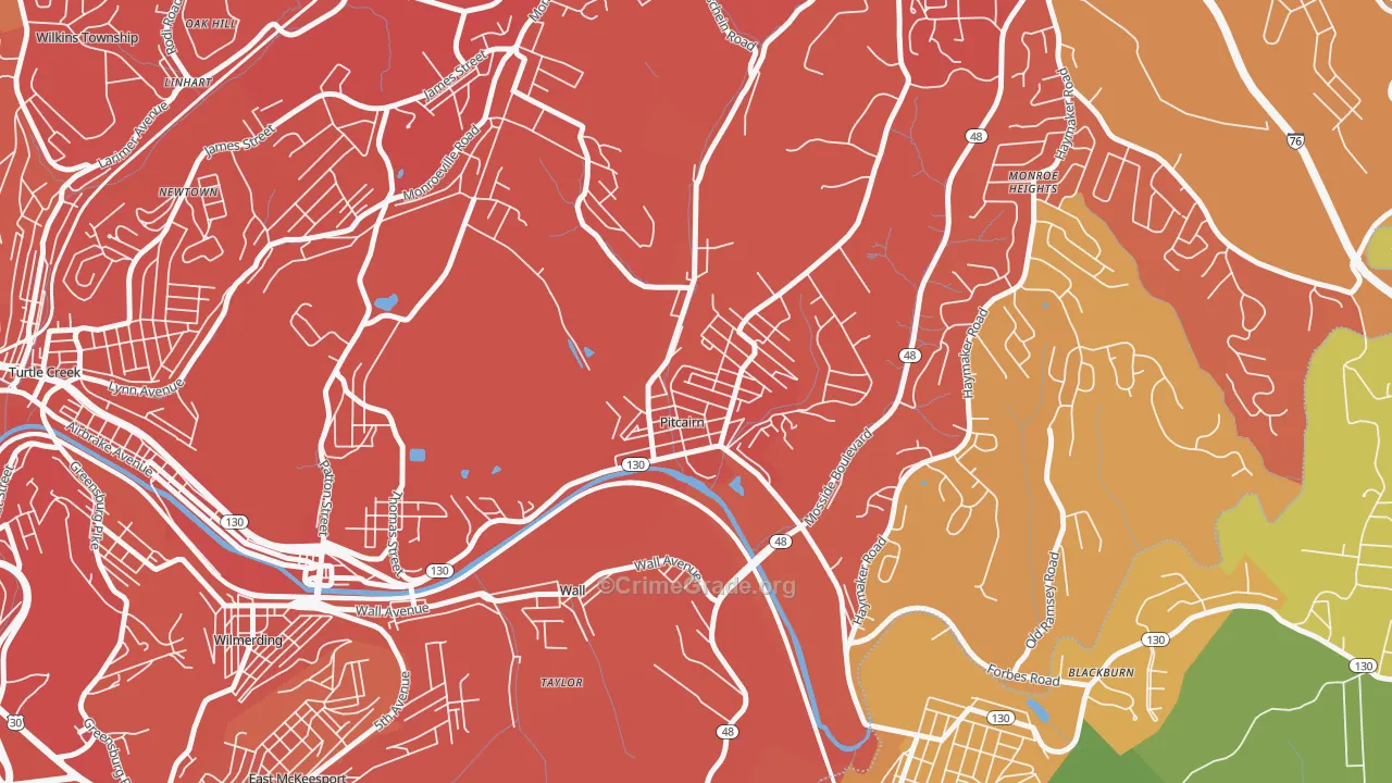 15140, PA Map of Vehicle Theft Rates