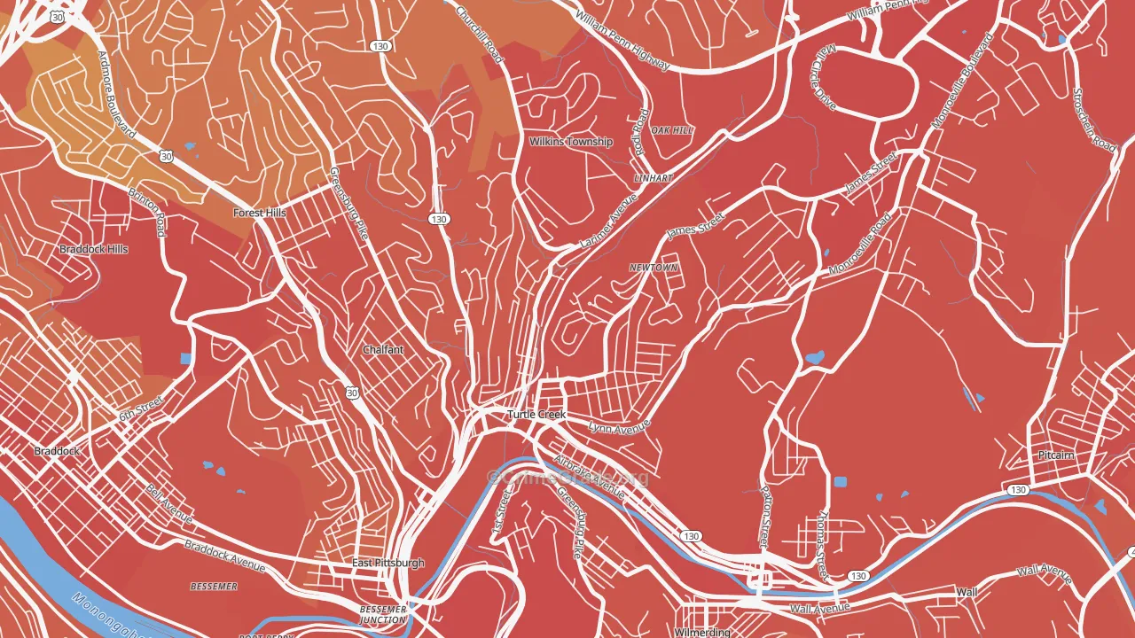 15145, PA Map of Vehicle Theft Rates
