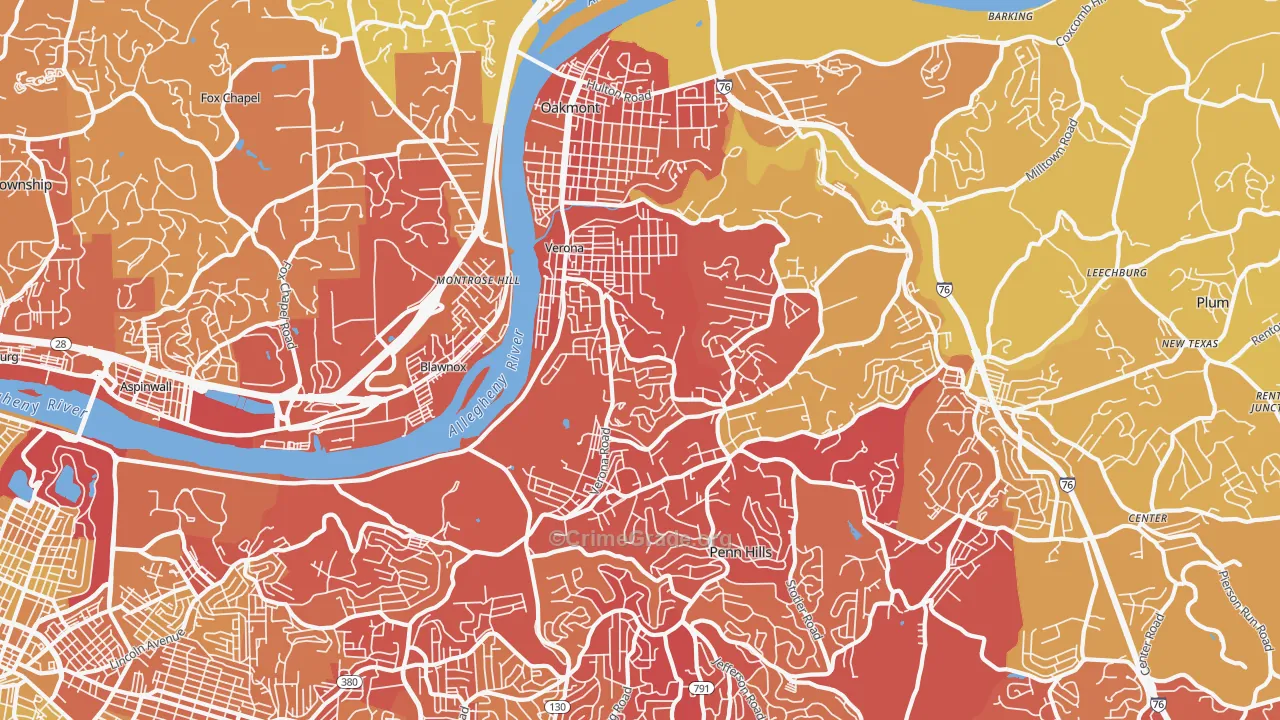 15147, PA Map of Vehicle Theft Rates