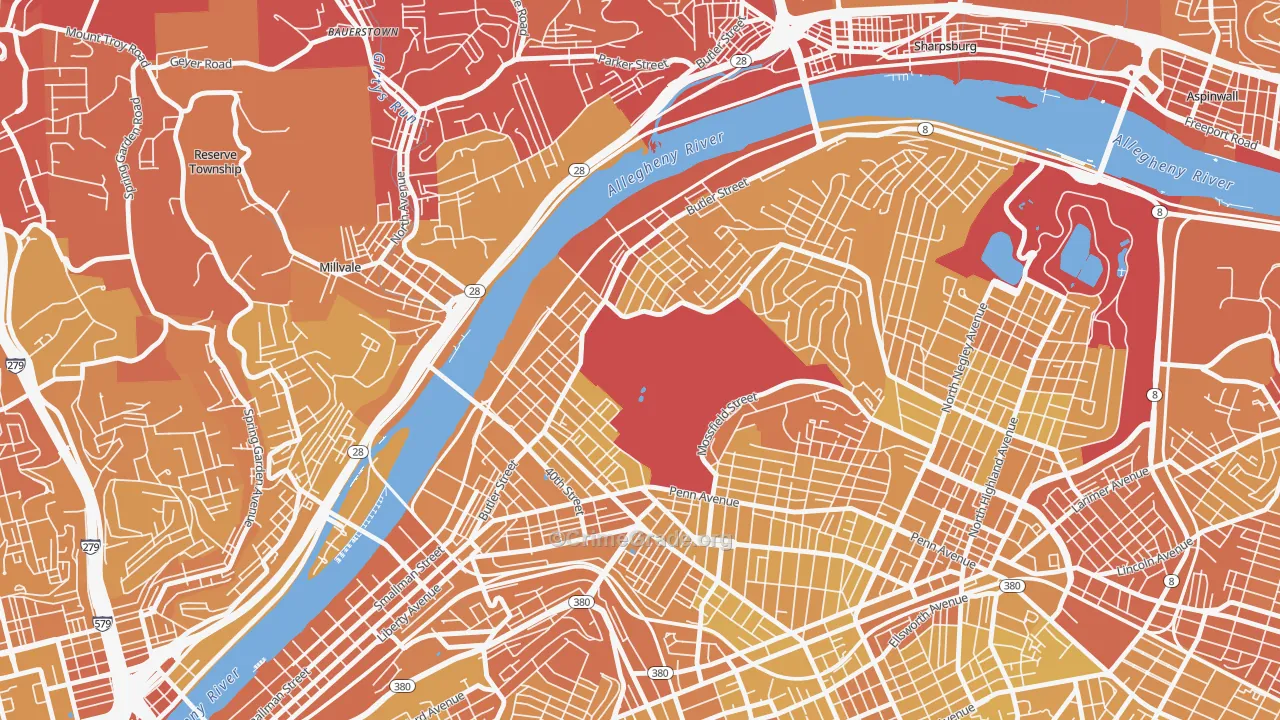 15201, PA Map of Vehicle Theft Rates