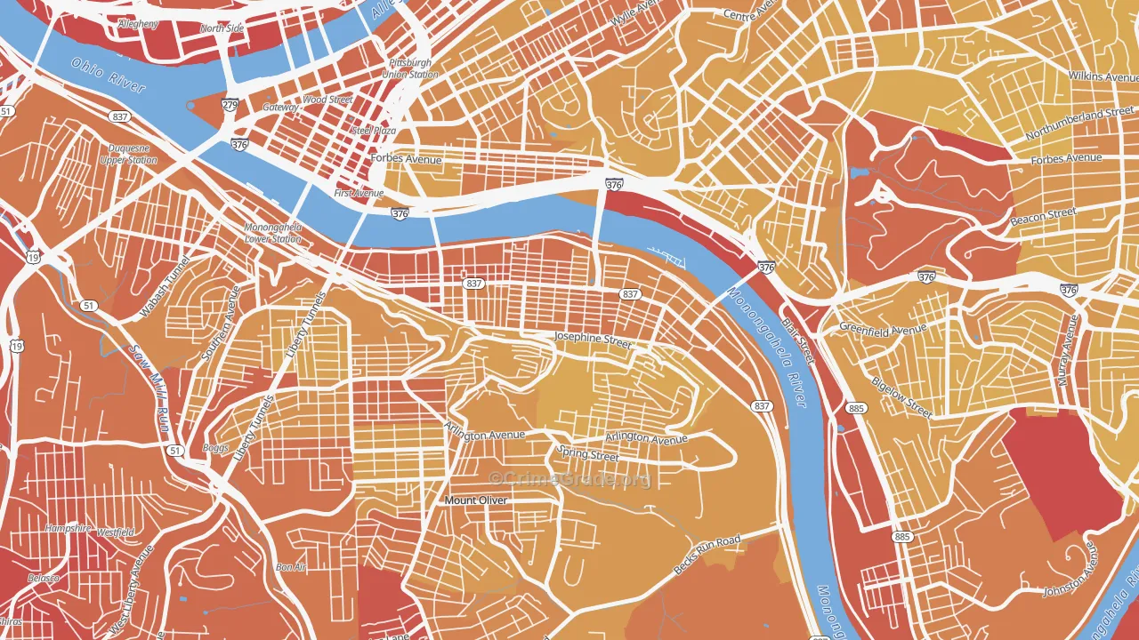 15203, PA Map of Vehicle Theft Rates