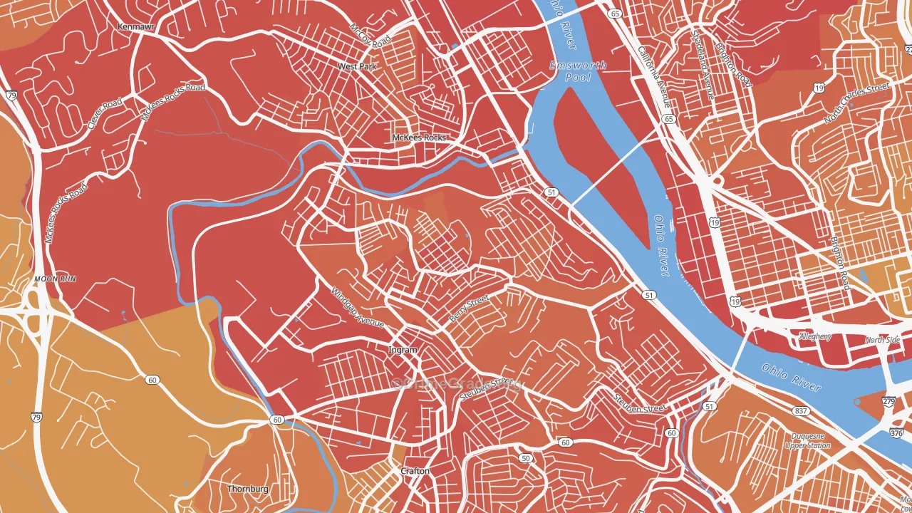 15204, PA Map of Vehicle Theft Rates