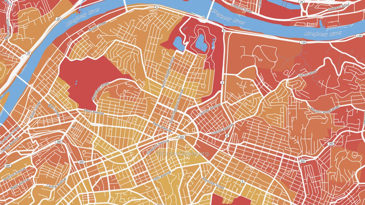 15206, PA Map of Vehicle Theft Rates