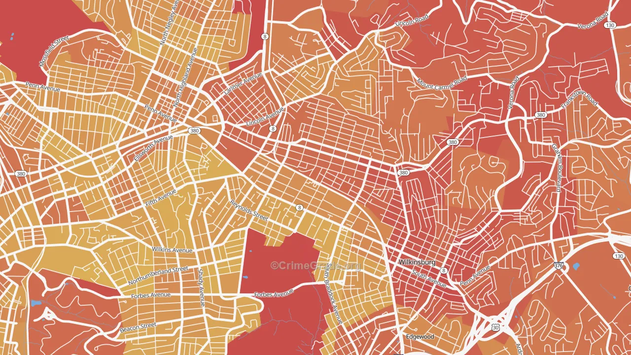 15208, PA Map of Vehicle Theft Rates