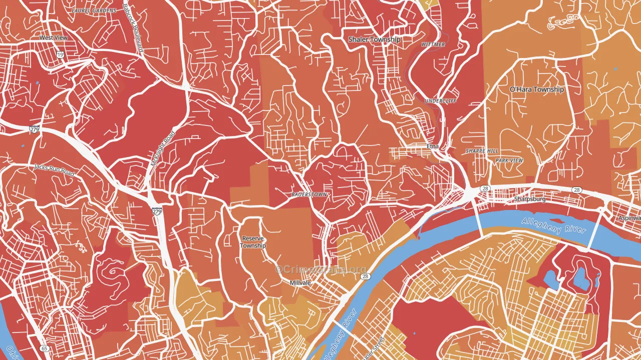 15209, PA Map of Vehicle Theft Rates